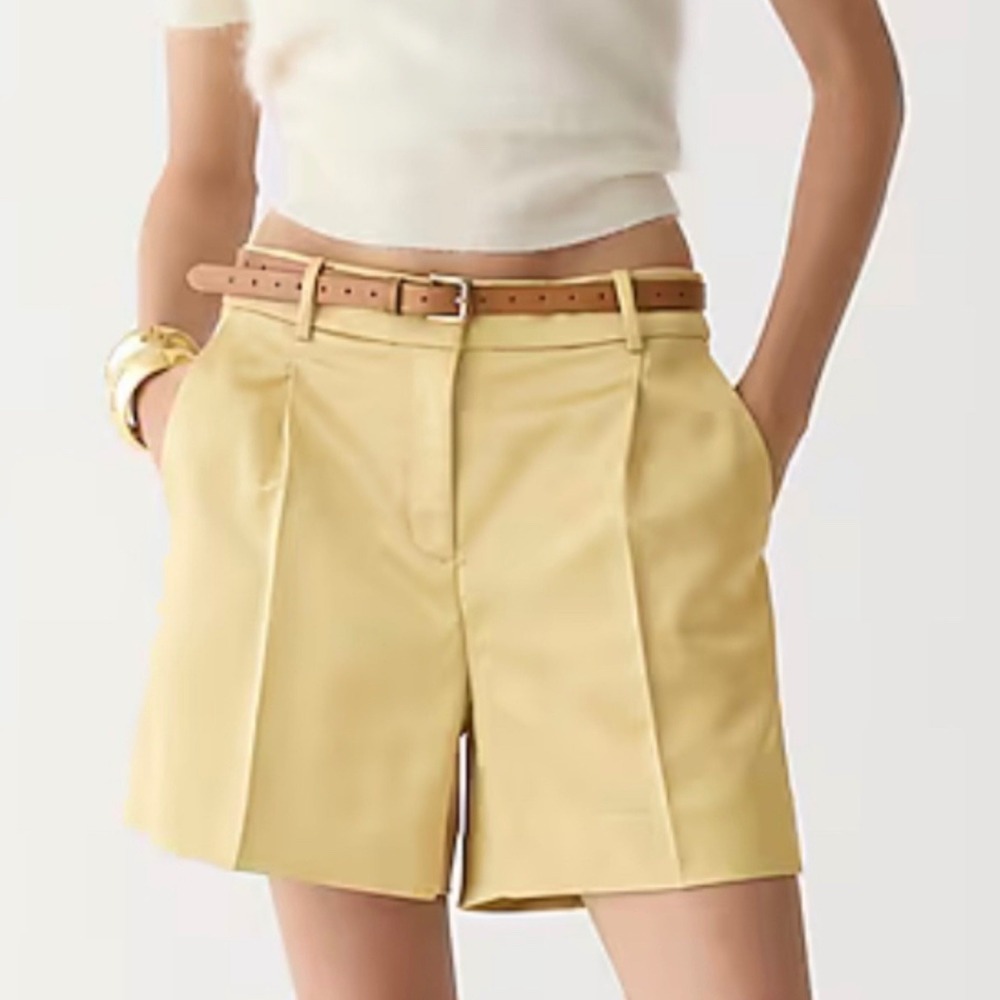 NWT‎ J. Crew Pleated Suit Short Tailored Satin Gold Dressy Preppy Feminine Sz 00